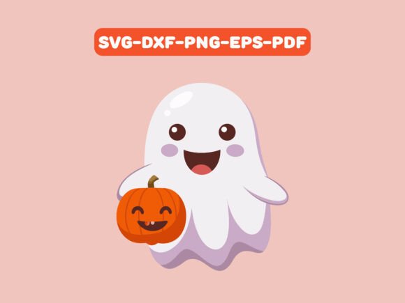 A Design Asset Review: Cute Cartoon Ghost with Pumpkin SVG Graphics