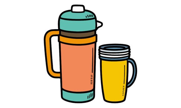 Designer Review: Colorful Coffee Flask and Mug Vector