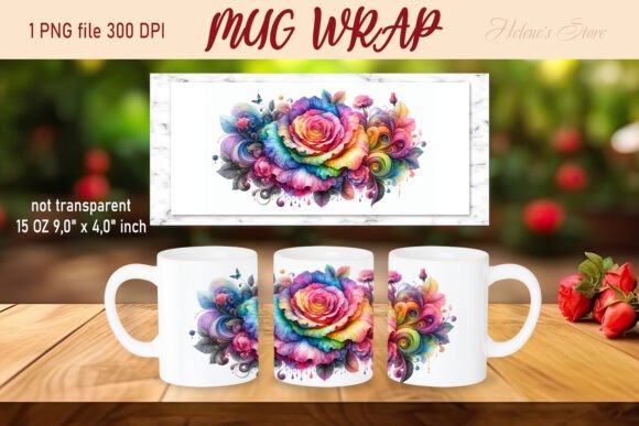 Rainbow Roses Floral Mug Wrap: A Graphics Craft Critique