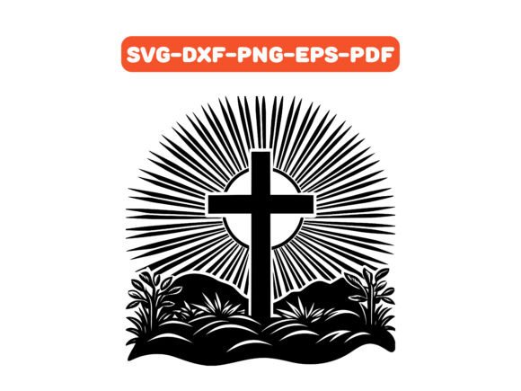 The Radiant Cross and Sunrise Embroidery Design